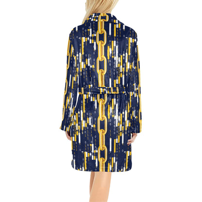 Cryptocurrency Chain Pattern Print Design 03 Women's Fleece Robe