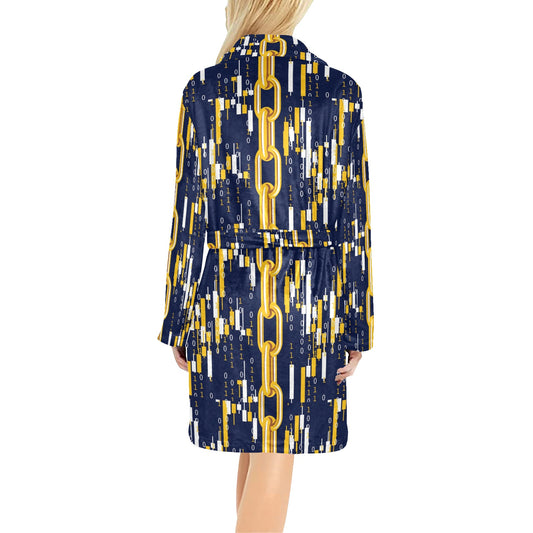 Cryptocurrency Chain Pattern Print Design 03 Women's Fleece Robe