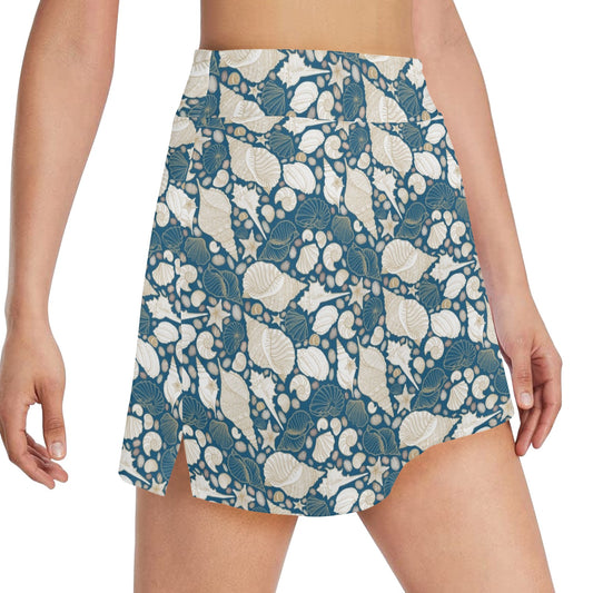 Seashell Print Design LKS308 17" Golf & Pickleball Skort with Pockets