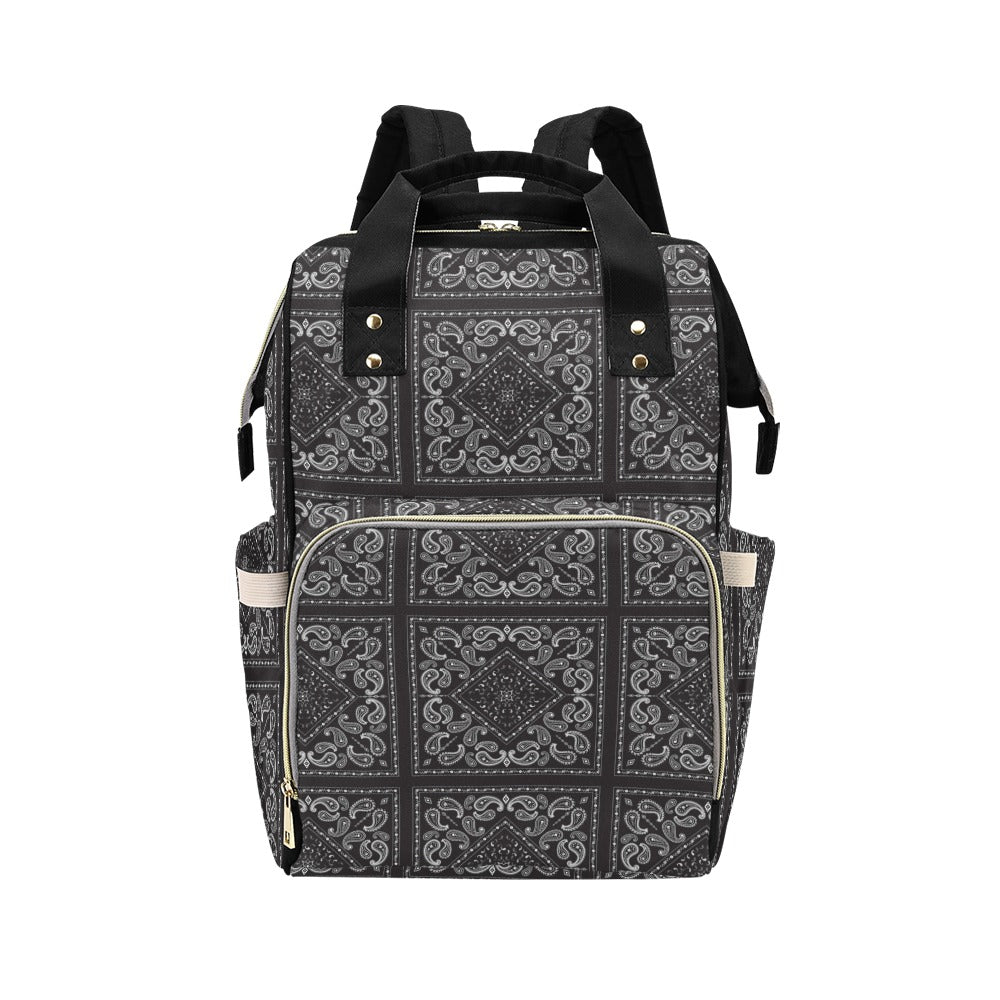 Bandana Black White Print Design LKS302 Diaper Bag Backpack