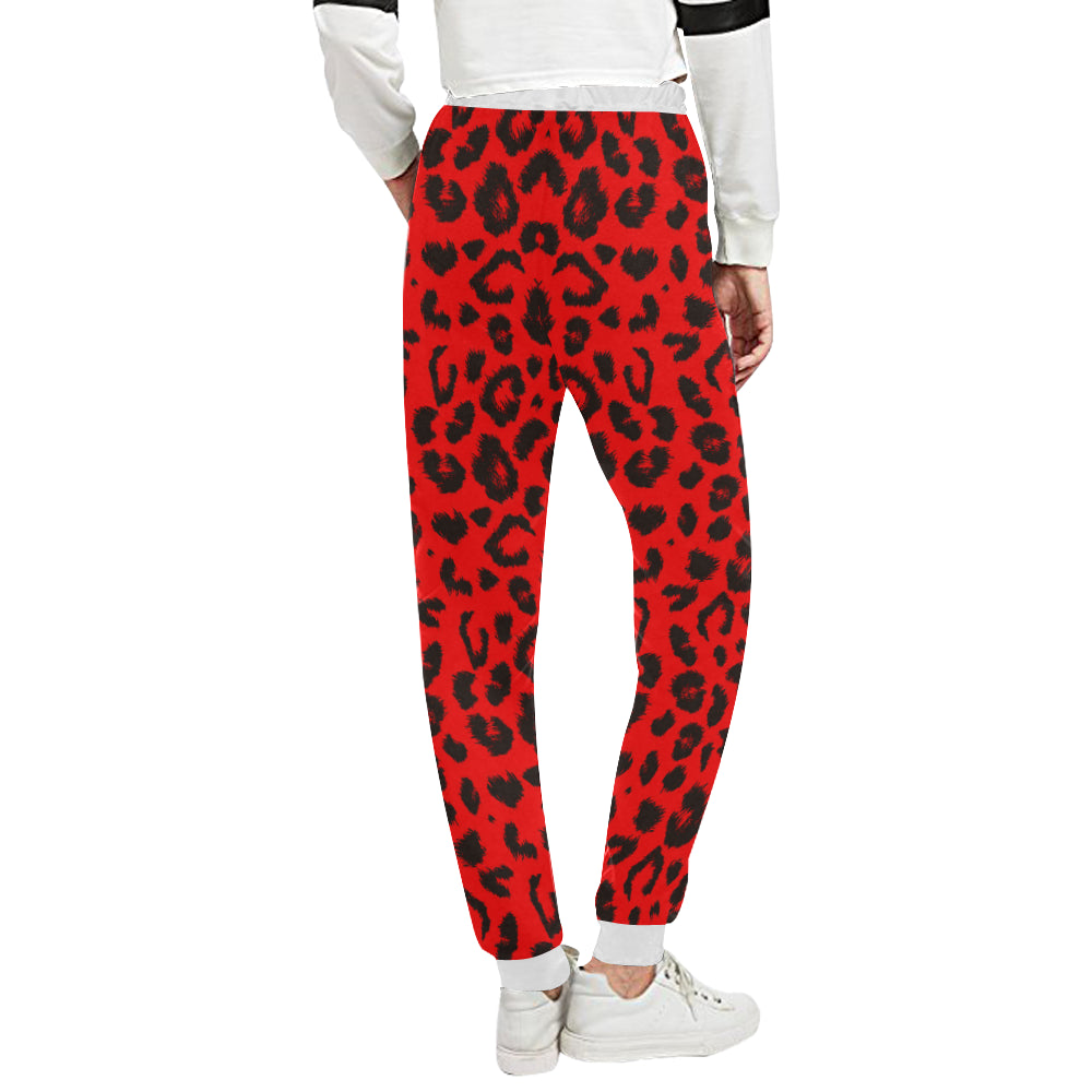 Leopard Red Skin Print Unisex Sweatpants