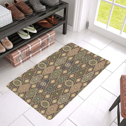 Mandala Motif Themed Design Print Rubber Doormat