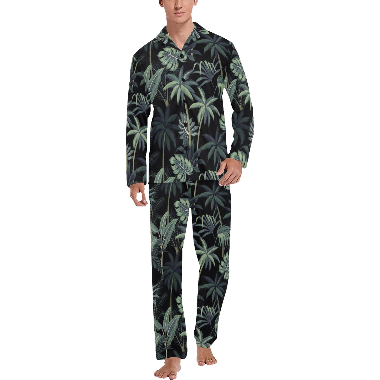 Rainforest Pattern Print Design RF02 Men's Long Pajama Set