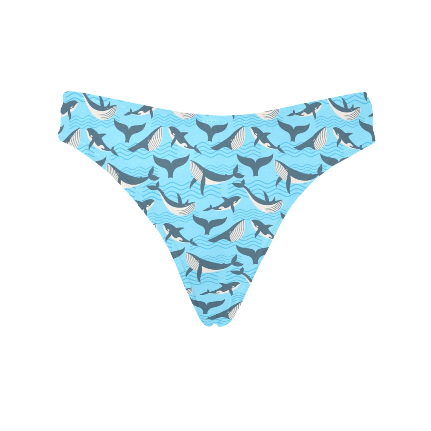 Whale Pattern Design Themed Print Women's Thongs