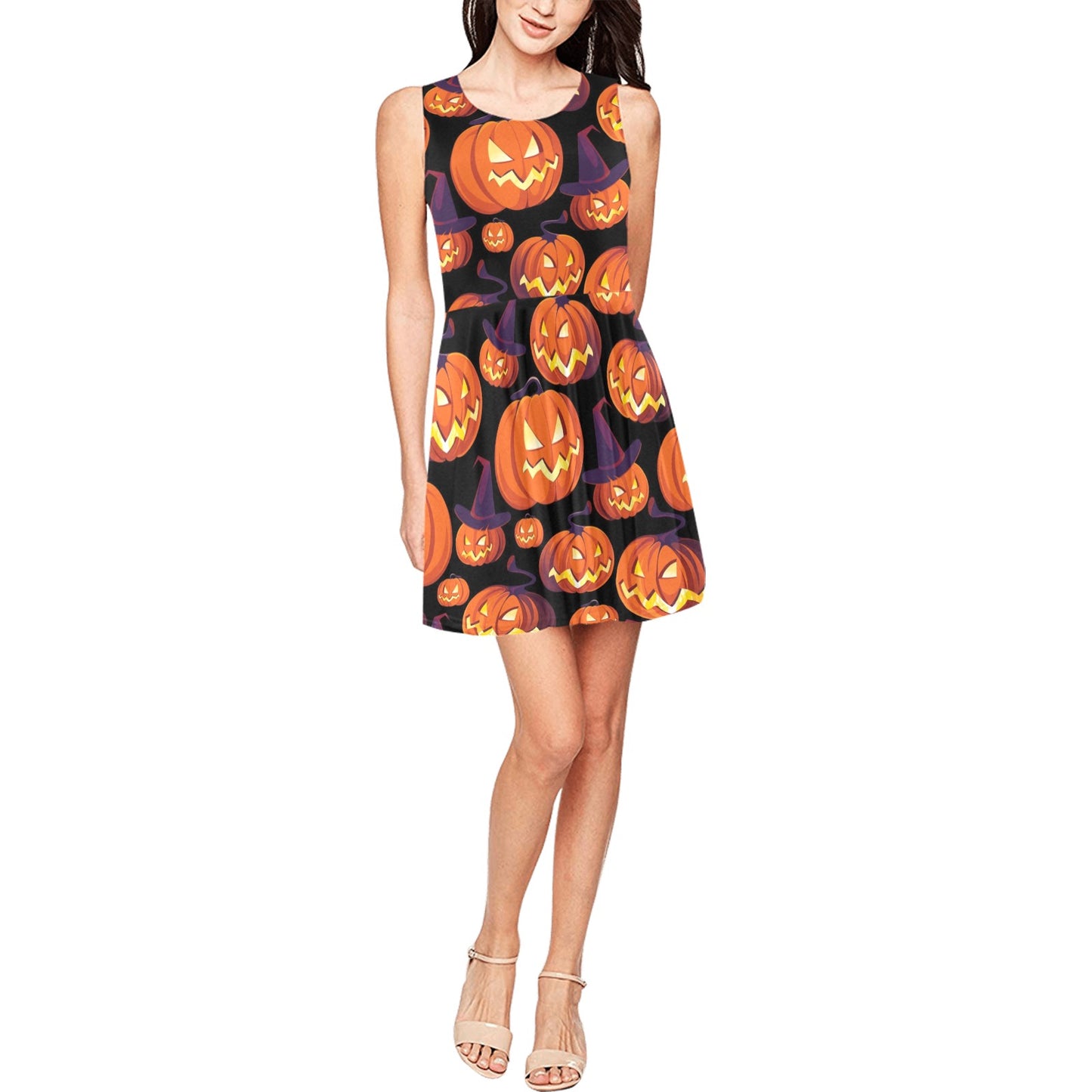 Halloween Pattern Print Design 04 Sleeveless Dress