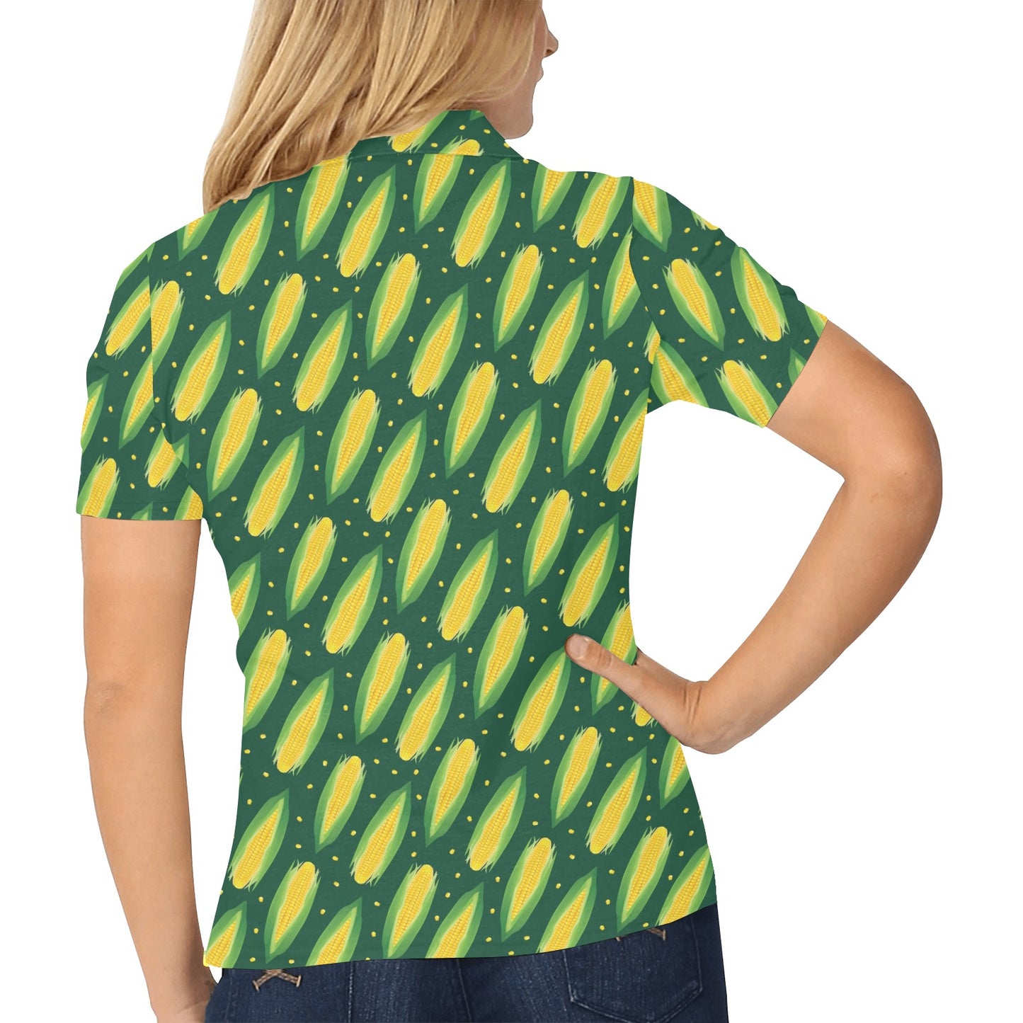 Corn Pattern Print Design 03 Women's Polo Shirt