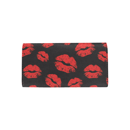 Lip Red Pattern Print Design 02 Women's Trifold Wallet