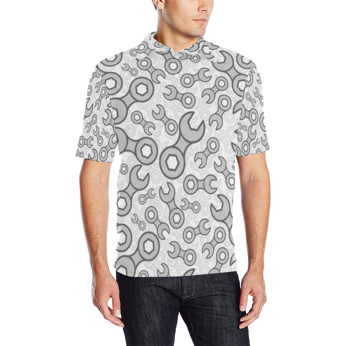 Mechanic Pattern Print Design 05 Men Polo Shirt
