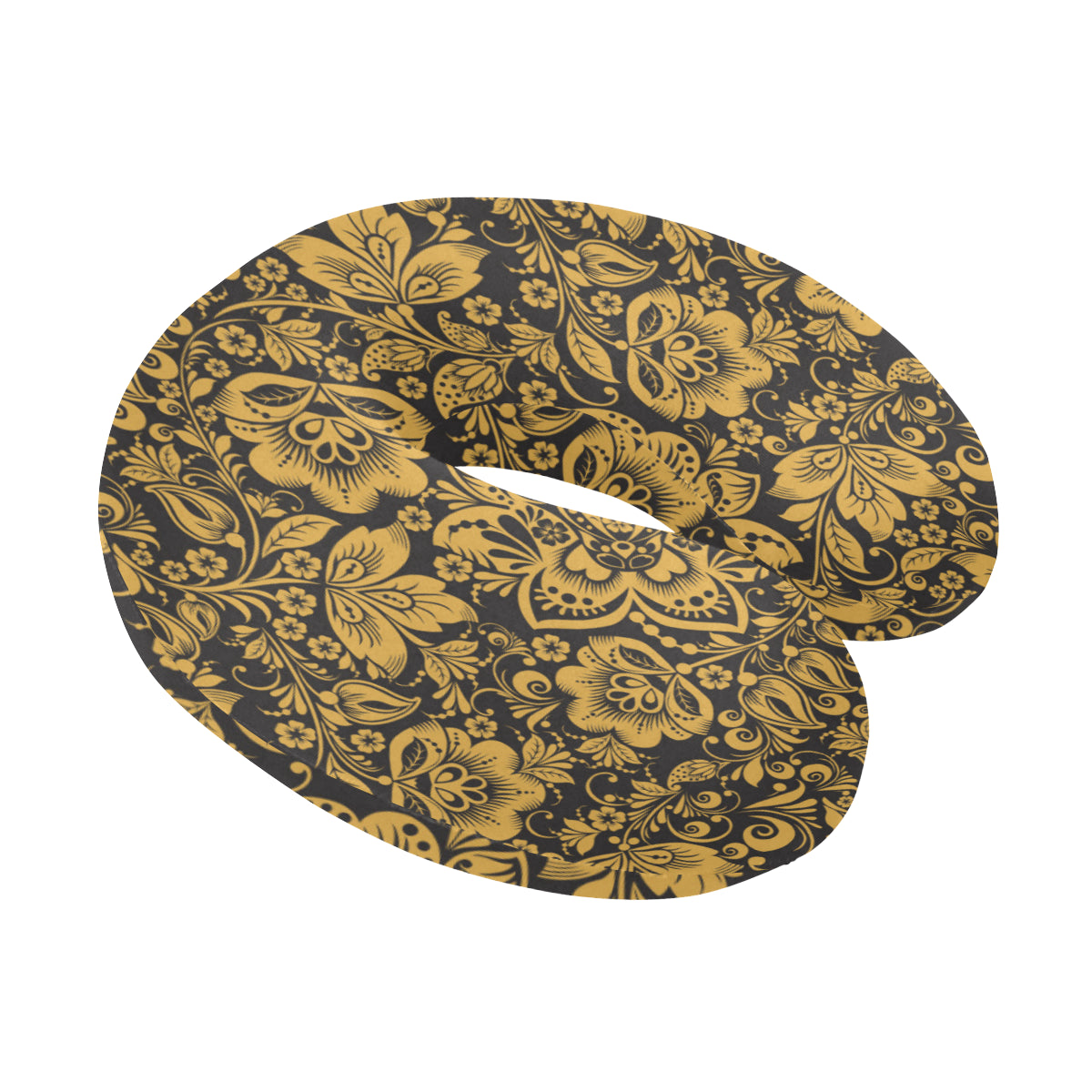 Brocade Gold Pattern Print Design 01 U-Shaped Travel Neck Pillow