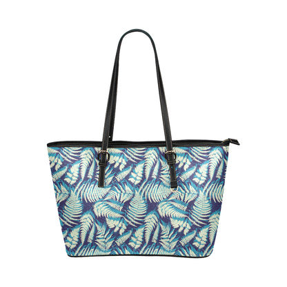 Fern Leave Summer Print Pattern Leather Tote Bag