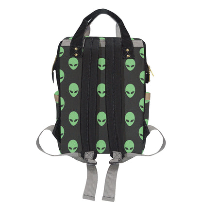 Alien Green Neon Pattern Print Design 01 Diaper Bag Backpack