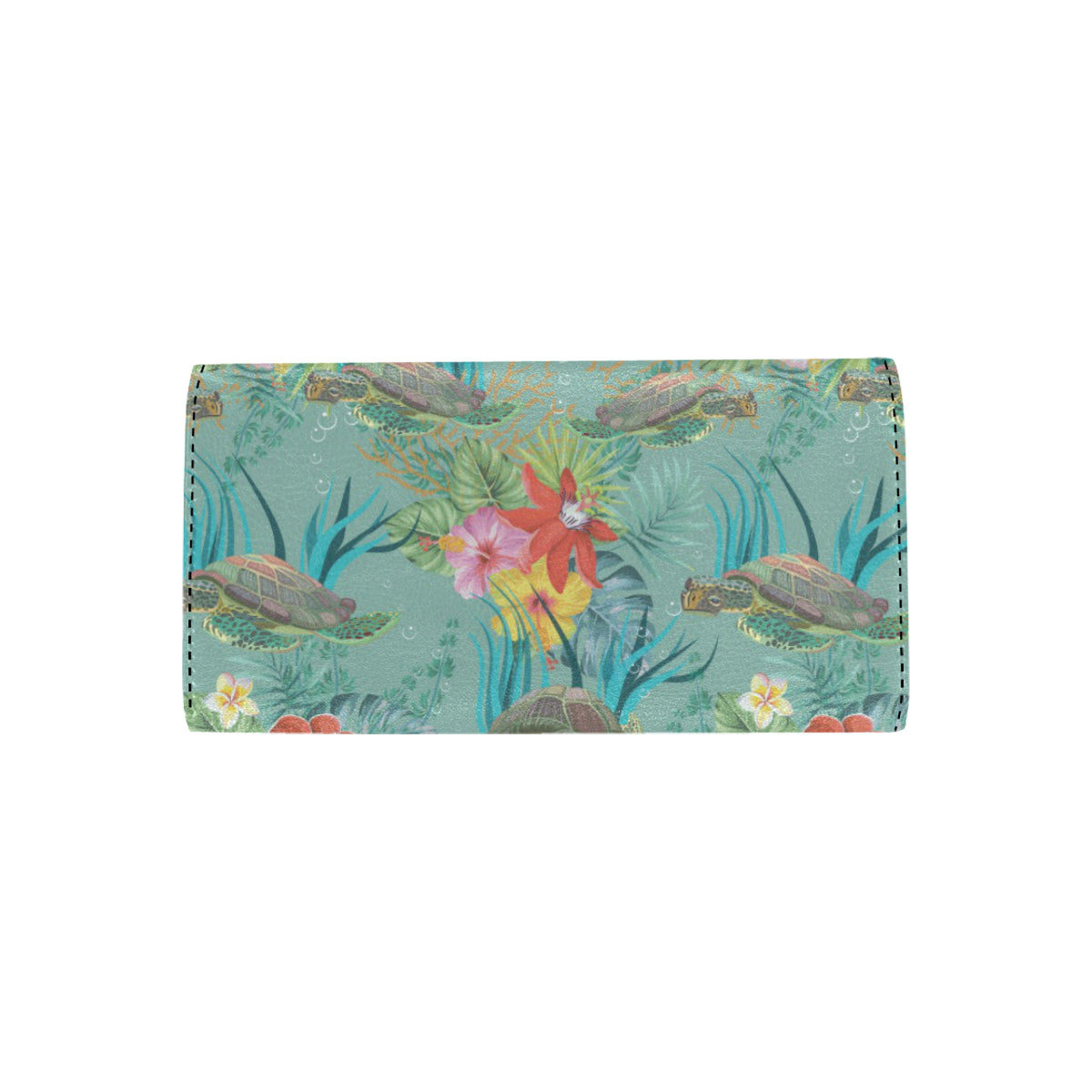 Sea Turtle Pattern Print Design T012 Women's Trifold Wallet