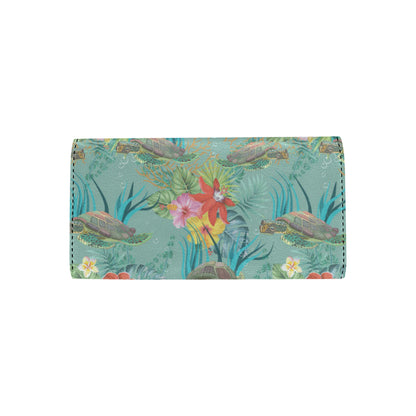 Sea Turtle Pattern Print Design T012 Women's Trifold Wallet