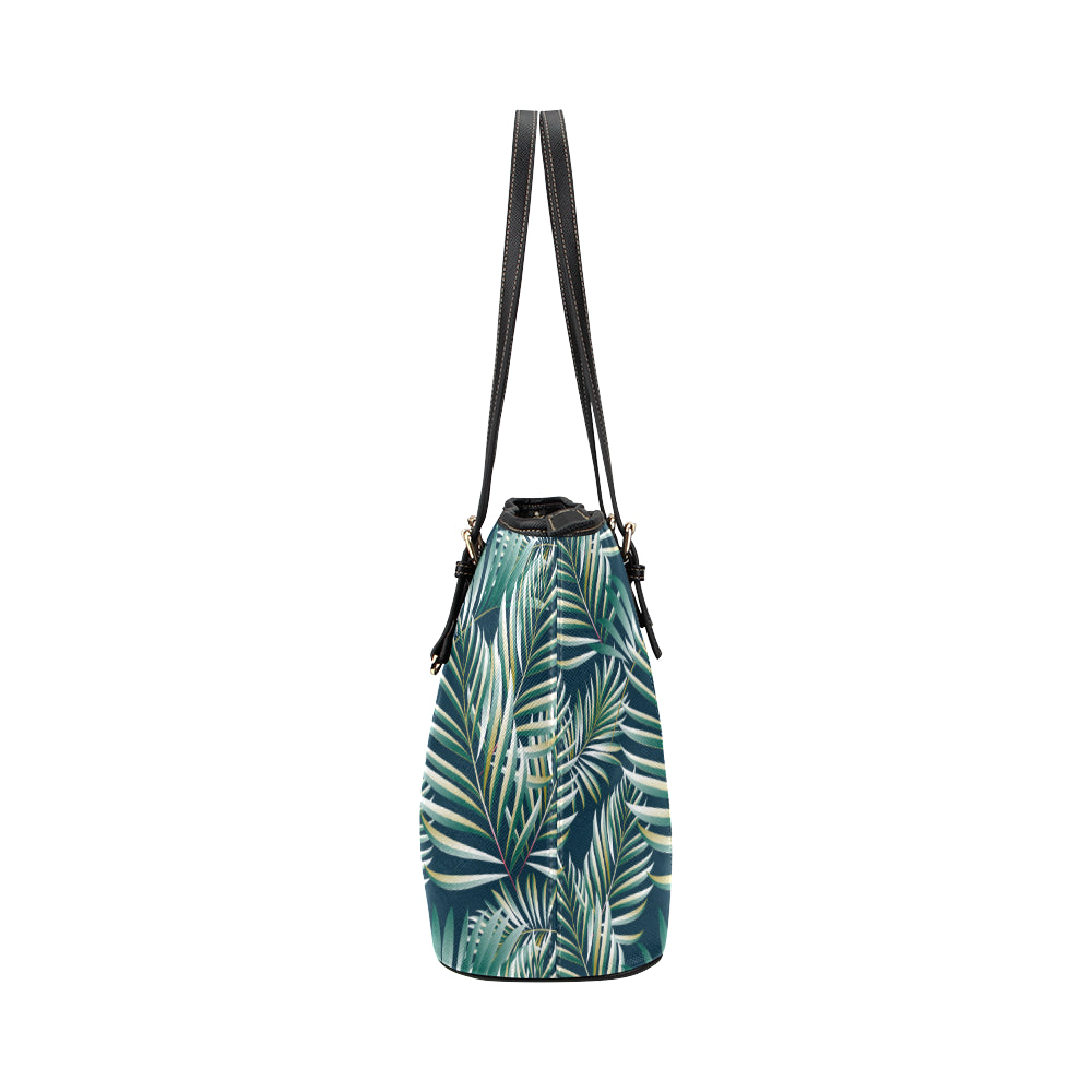 Sun Spot Tropical Palm Leaves hower Curtain Leather Tote Bag