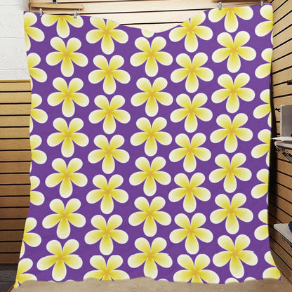 Yellow Plumeria Pattern Print Design PM05 Premium Quilt
