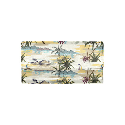 Palm Tree Beach Print Women's Trifold Wallet