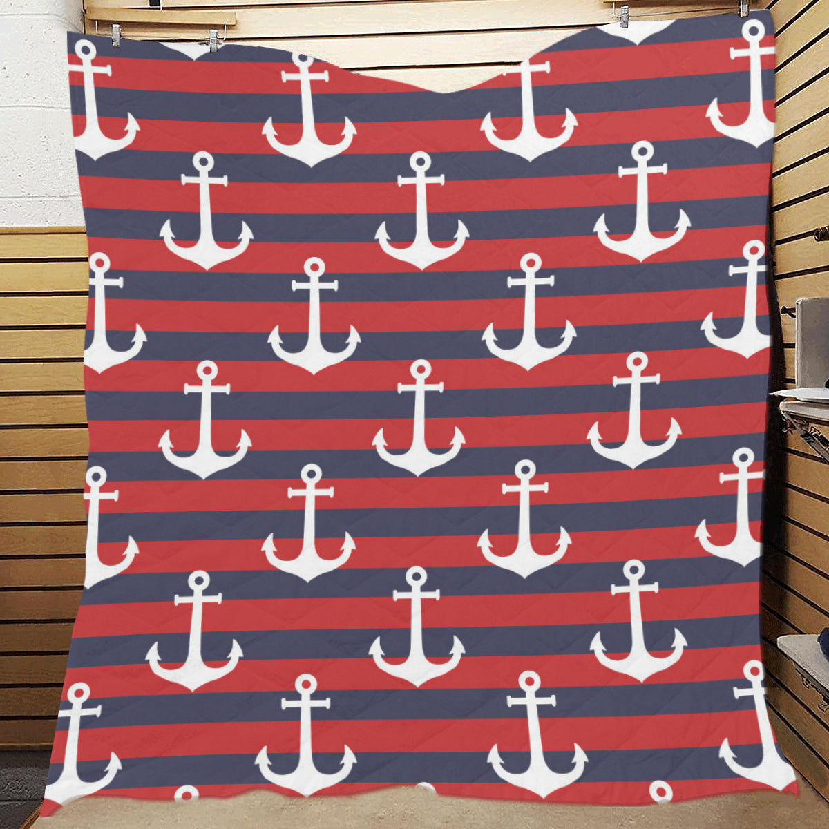 Nautical Pattern Print Design A05 Premium Quilt