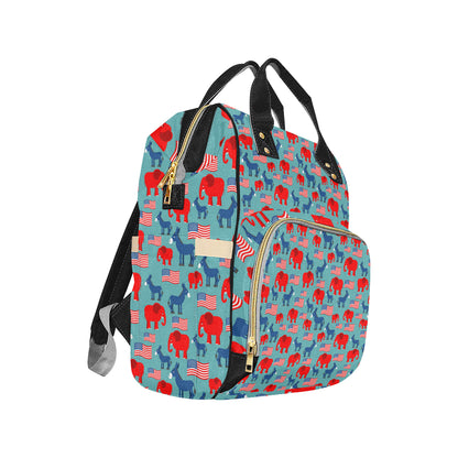 Donkey Red Elephant Pattern Print Design 03 Diaper Bag Backpack