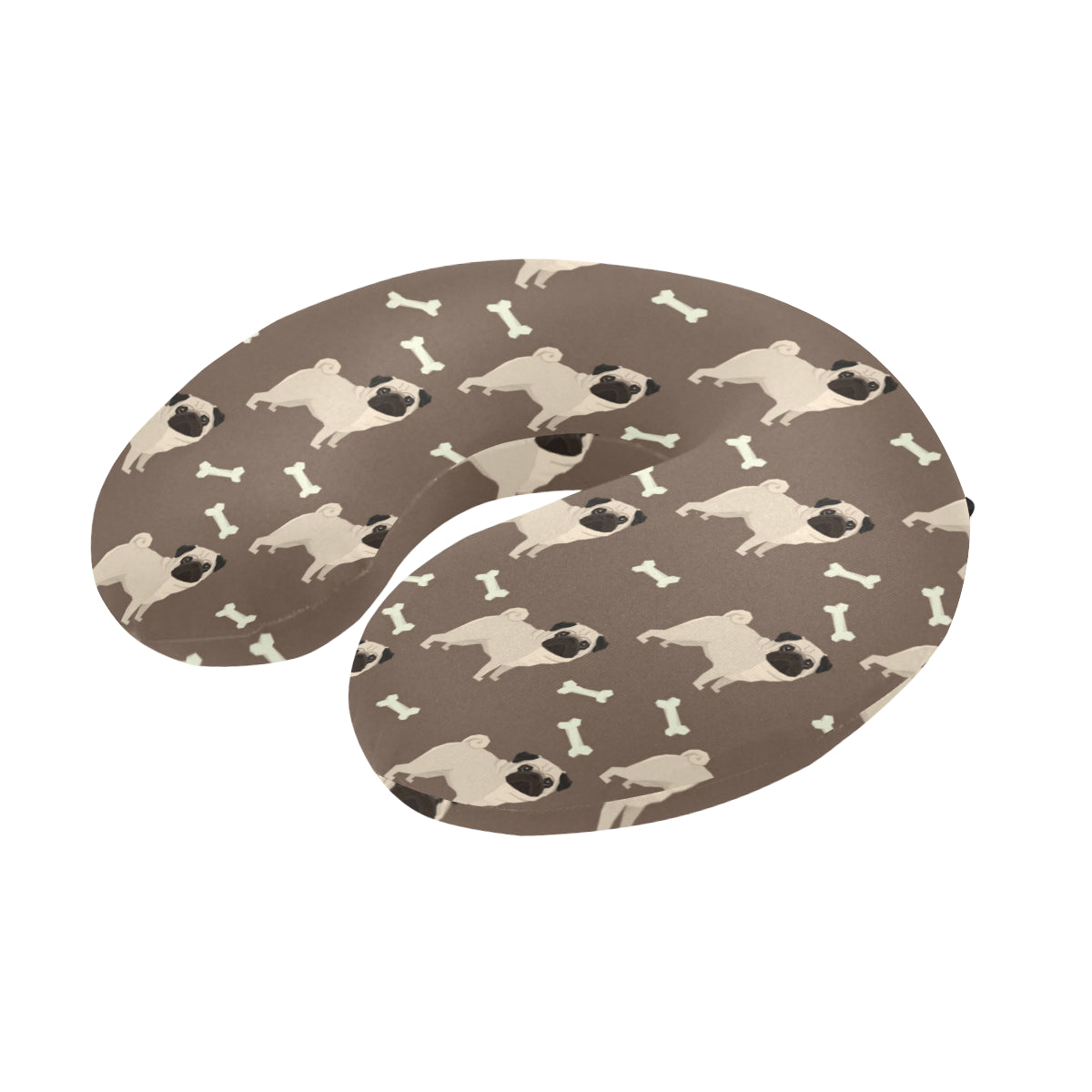 Pug Pattern Print Design A02 U-Shaped Travel Neck Pillow
