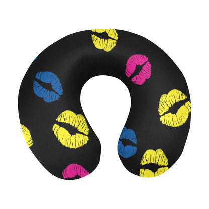 Lip Neon Color Pattern Print Design 01 U-Shaped Travel Neck Pillow