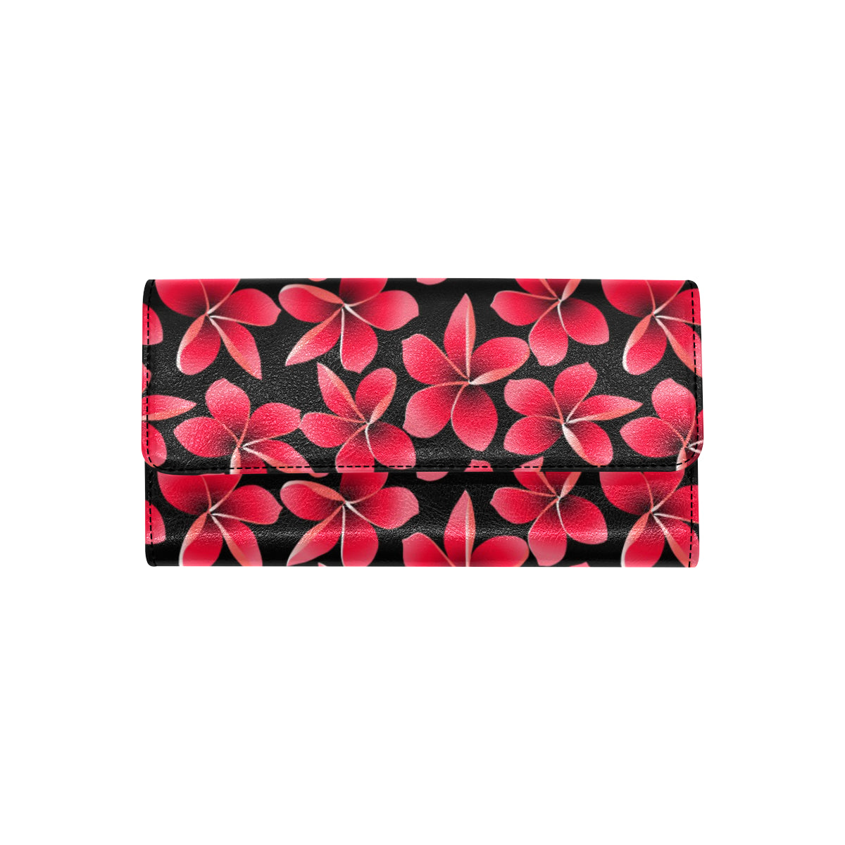 Red Plumeria Pattern Print Design PM025 Women's Trifold Wallet