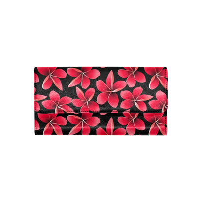Red Plumeria Pattern Print Design PM025 Women's Trifold Wallet