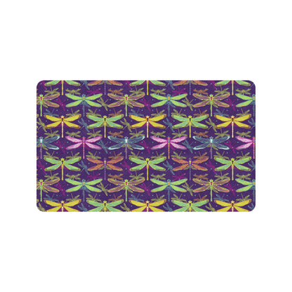 Dragonfly Neon Color Print Pattern Rubber Doormat