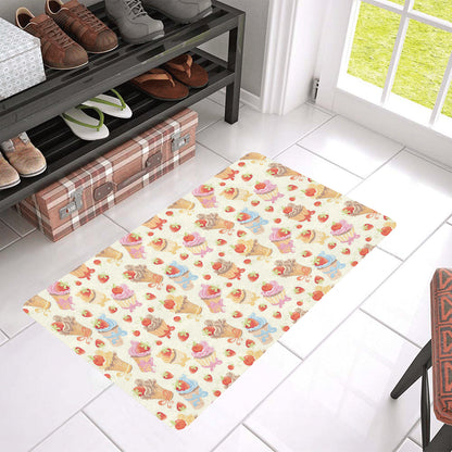 Cupcakes Strawberry Cherry Print Rubber Doormat