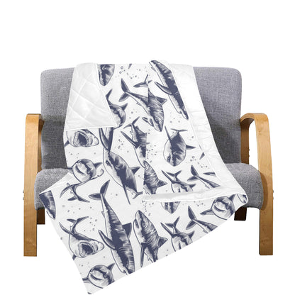 Great White Shark Pattern Print Design 02 Premium Quilt