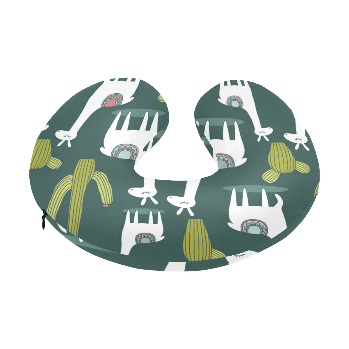 Llama Cactus Pattern Print Design 02 U-Shaped Travel Neck Pillow
