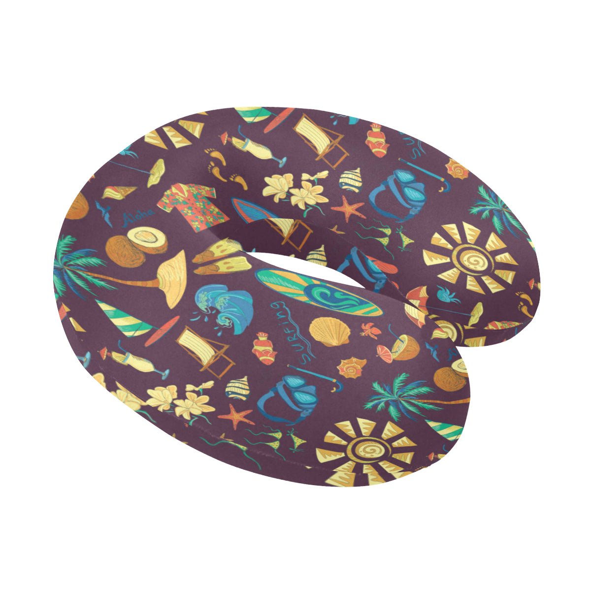 Aloha Hawaii Pattern Print Design 01 U-Shaped Travel Neck Pillow