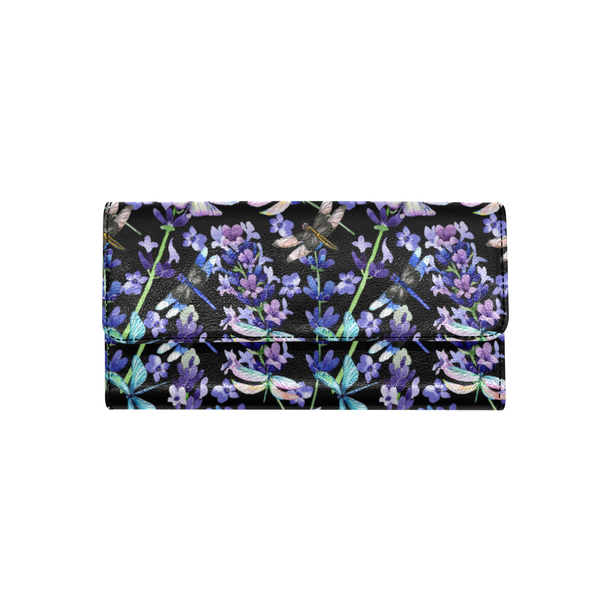Lavender Dragonfly Pattern Print Design LV03 Women's Trifold Wallet