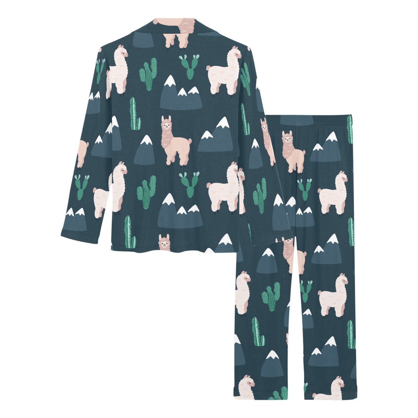 Llama Pattern Print Design 06 Women's Long Pajama Set