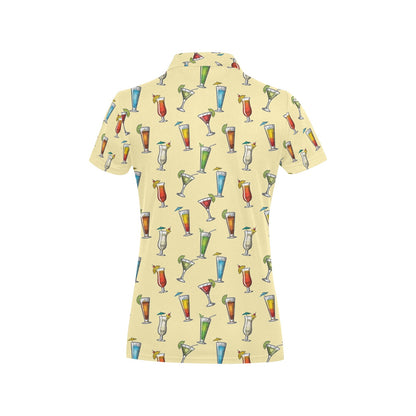 Cocktail Pattern Print Design 02 Women's Polo Shirt