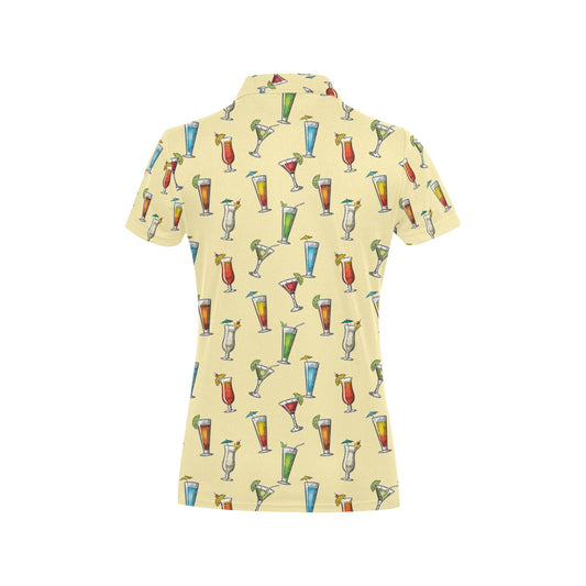 Cocktail Pattern Print Design 02 Women's Polo Shirt