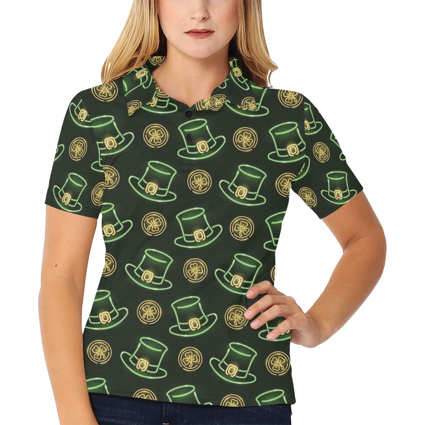 St Patricks Day Print Design LKS308 Women's Polo Shirt