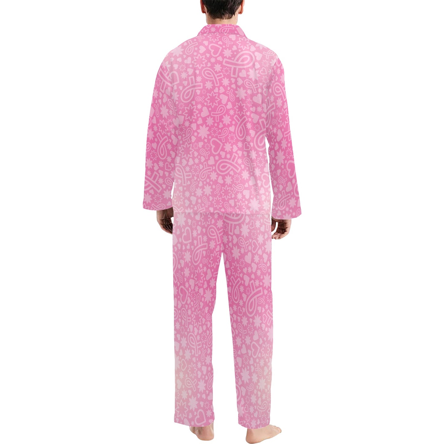 Breast cancer Pattern Print Design 02 Men's Long Pajama Set
