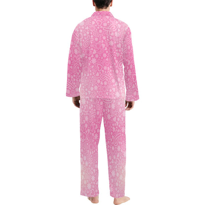 Breast cancer Pattern Print Design 02 Men's Long Pajama Set