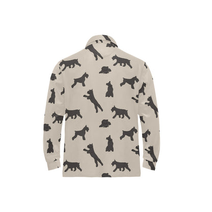 Schnauzers Pattern Print Design A06 Long Sleeve Polo Shirt For Men's