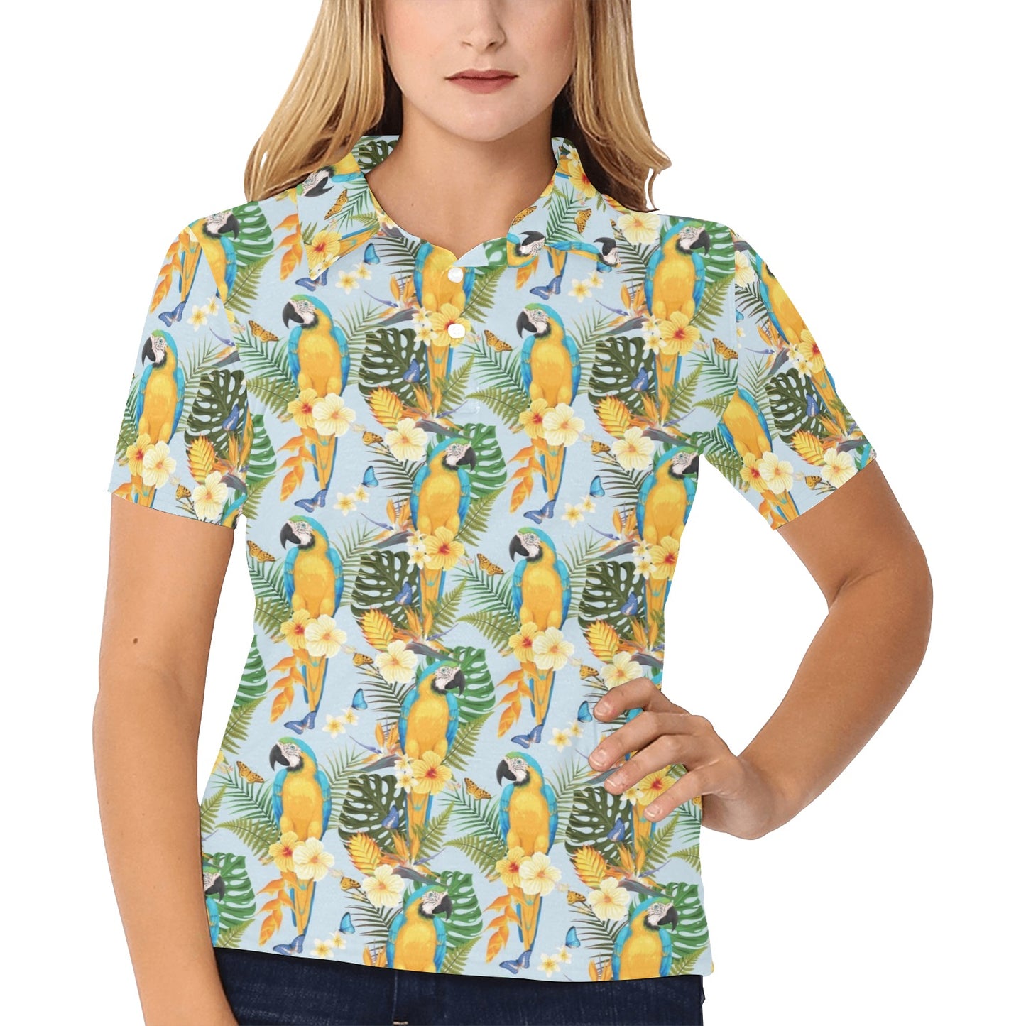 Parrot Pattern Print Design A04 Women's Polo Shirt