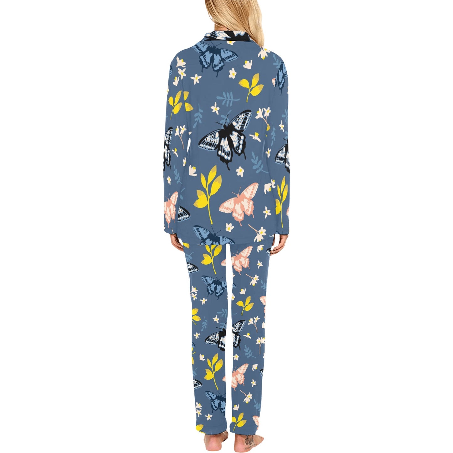 Monarch Butterfly Pattern Print Design 02 Women's Long Pajama Set