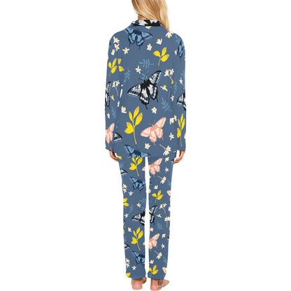 Monarch Butterfly Pattern Print Design 02 Women's Long Pajama Set