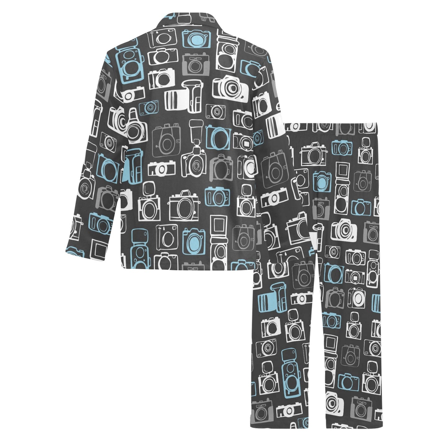 Camera Pattern Print Design 04 Men's Long Pajama Set