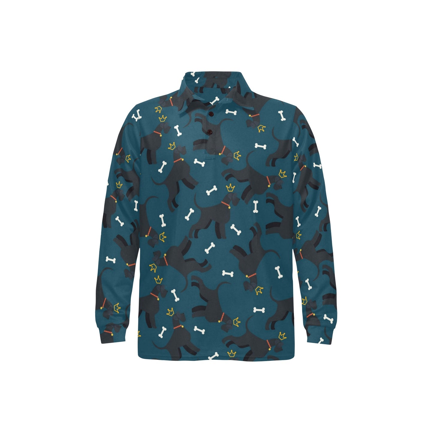 Schnauzers Pattern Print Design A04 Long Sleeve Polo Shirt For Men's