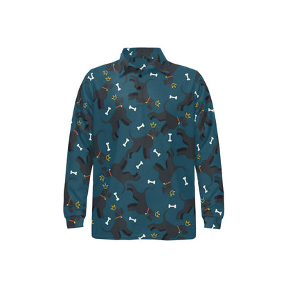 Schnauzers Pattern Print Design A04 Long Sleeve Polo Shirt For Men's