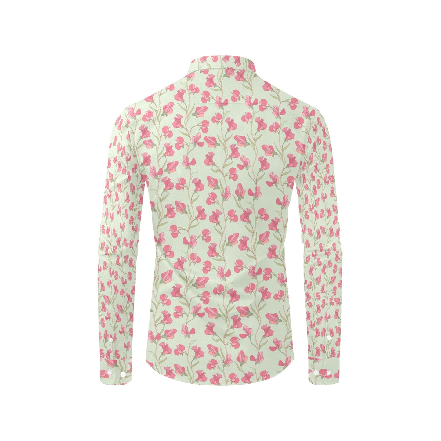 Sweet Pea Print Design LKS301 Men's Long Sleeve Dress Shirt