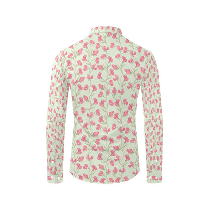 Sweet Pea Print Design LKS301 Men's Long Sleeve Dress Shirt