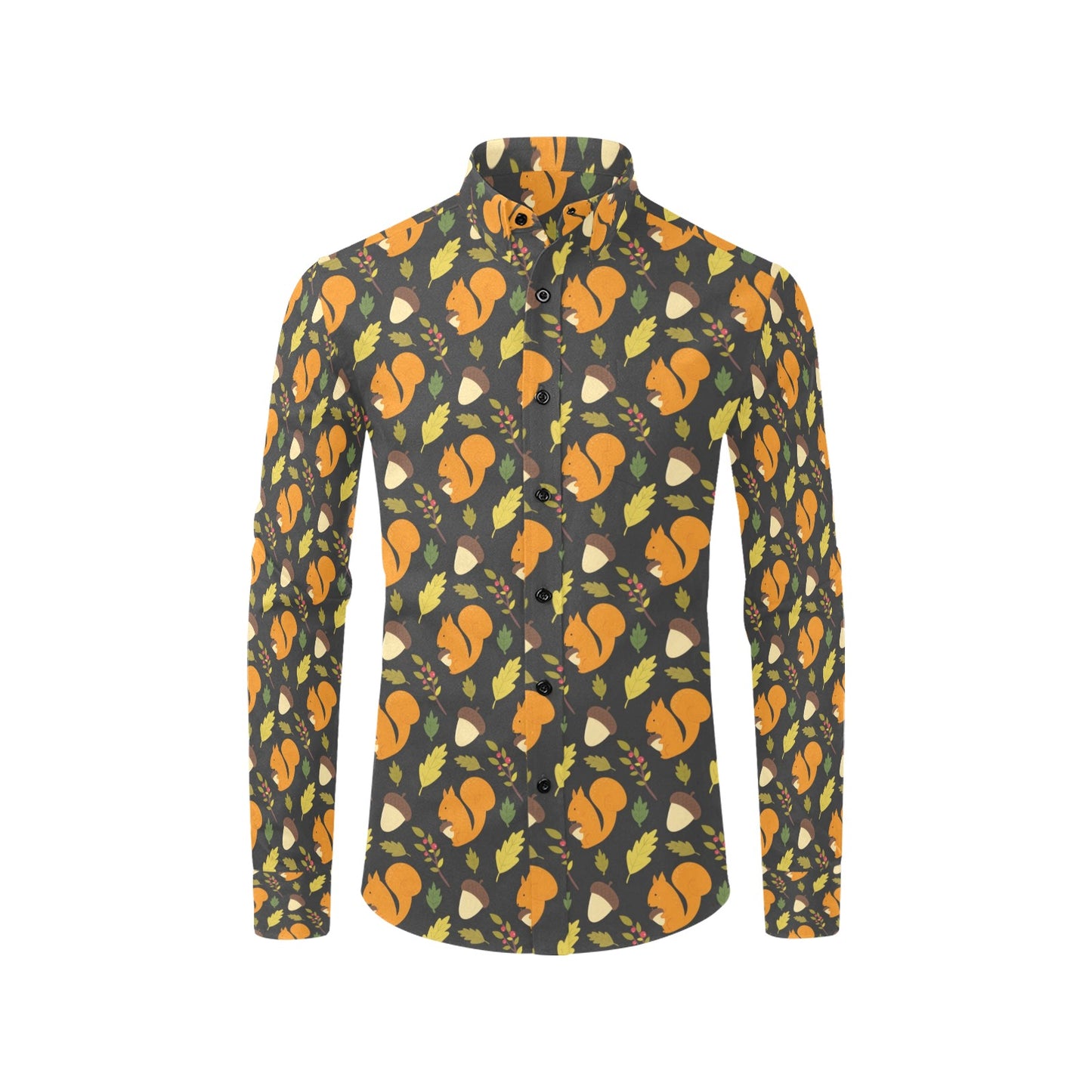 Squirrel Print Design LKS301 Men's Long Sleeve Dress Shirt