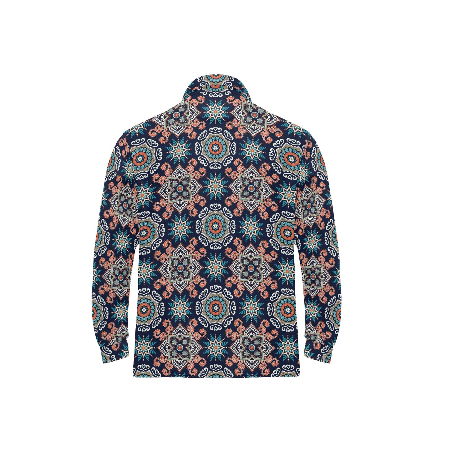 Bohemian Pattern Print Design 02 Long Sleeve Polo Shirt For Men's