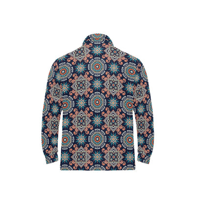 Bohemian Pattern Print Design 02 Long Sleeve Polo Shirt For Men's